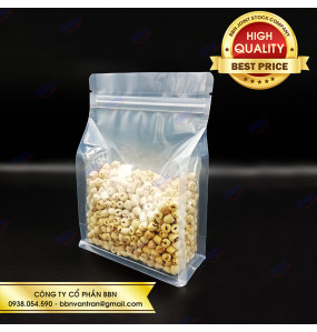 Túi đáy bằng 8 cạnh zipper trong suốt (1kg)